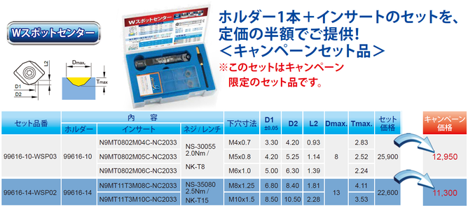 ホルダー1本+インサートのセットを、定価の半額でご提供